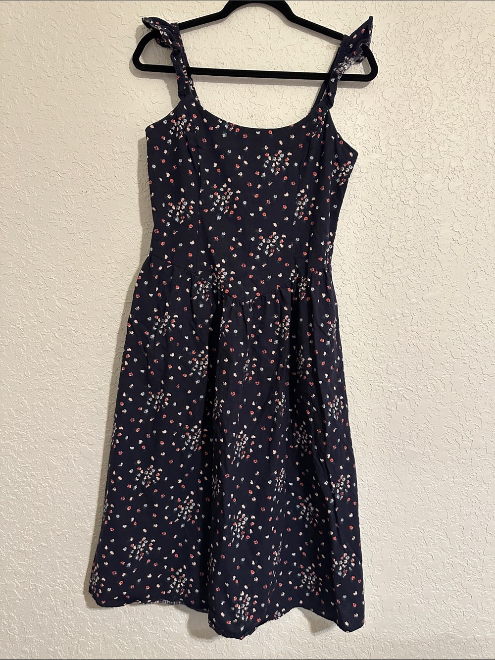 Universal Thread Navy Floral Tie-Shoulder Midi Dress